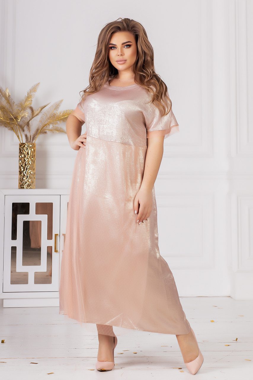 

Платье макси с юбкой из сетки