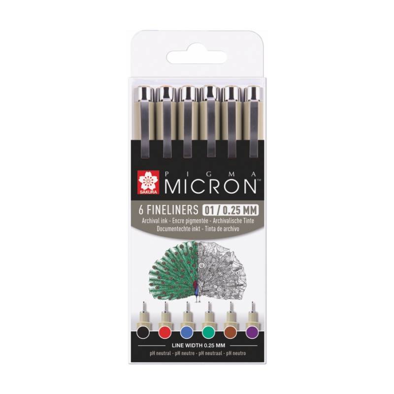 

Набор лайнеров Sakura Pigma Micron 6 цветов 01 Basic (8712079421748)