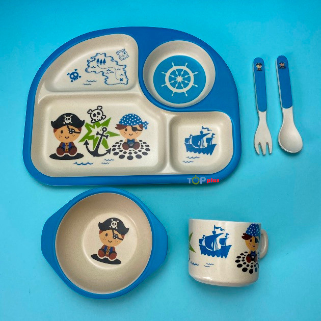 

Бамбуковая посуда для детей пираты Bamboo fibre kids set из 5 предметов