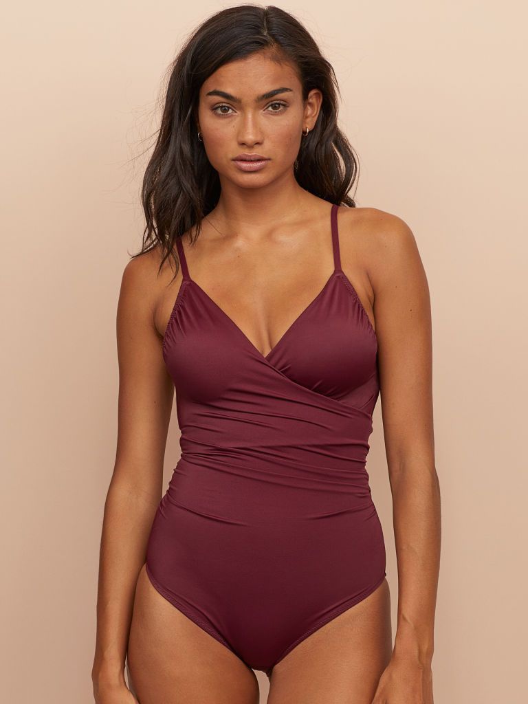 

Купальник слитный женский H&M 0188183-7 36 Бордовый