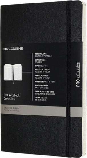 

Блокнот недатований Moleskine PRO м'який середній 13 х 21 см чорний