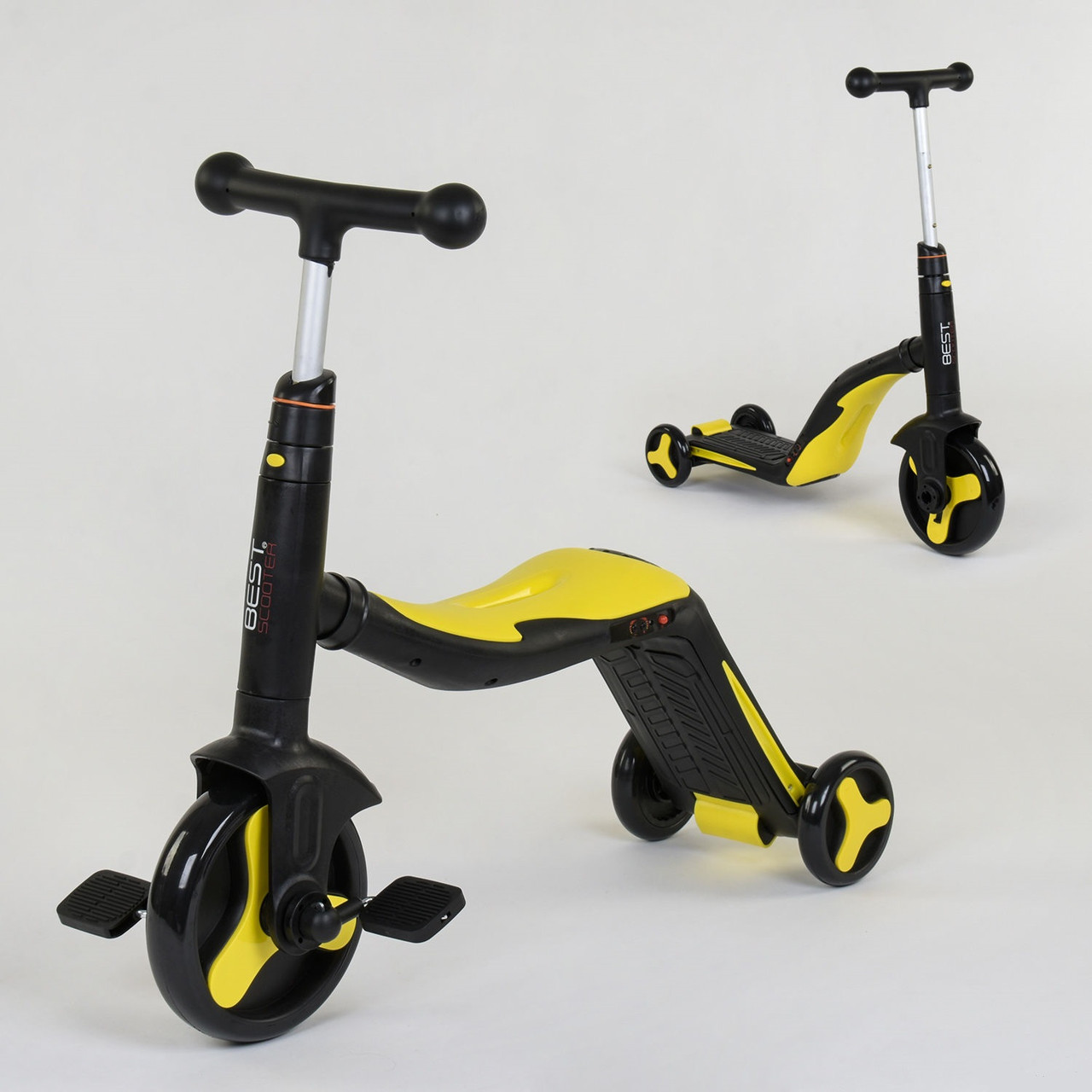 

Самокат Best Scooter Jt 10993 3 В 1 (Самокат, Велобег, Велосипед) 8 Мелодий Желтый