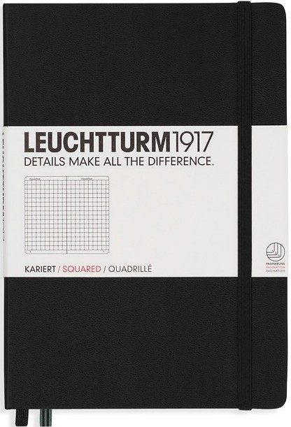

Блокнот Leuchtturm1917 Classic середній 14,5 х 21 см в клітинку чорний