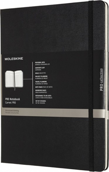 

Блокнот недатований Moleskine PRO великий 19 х 25 см чорний