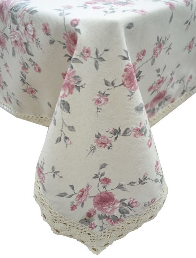 

Скатерть Прованс Bella Розы с кружевом 134х300