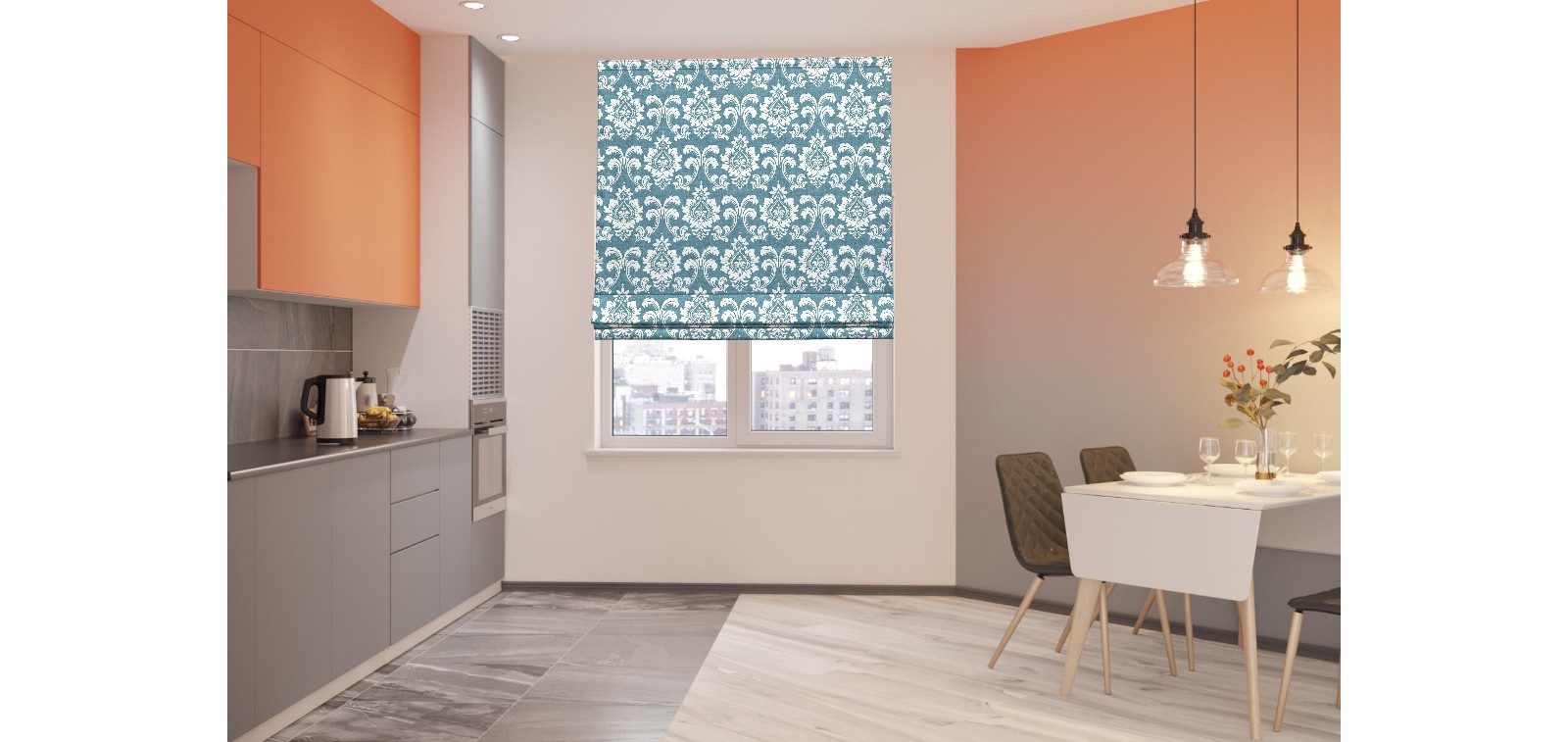 

Римская штора VERNST "Вензель" 130*180 синий