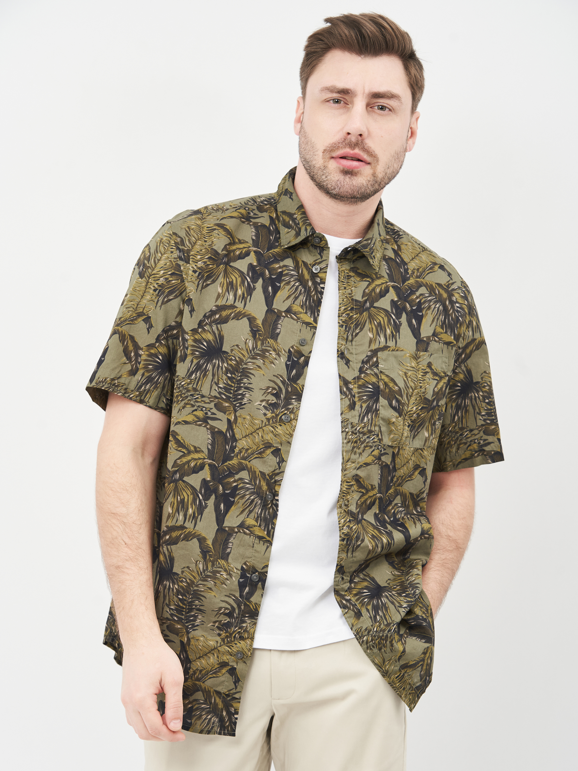 

Рубашка H&M 5016201sm M Хаки с листьями
