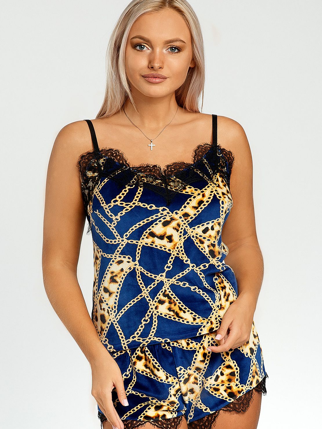 

Пижама (майка + шорты) Ghazel 17111-750 46 Синяя/Золото