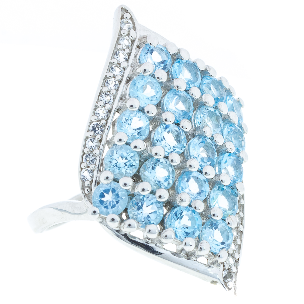 

Срібна каблучка 925 проби 5,22 гр. з свісс блю та білими топазами з США 2,92 карат BoutiqueTV розмір 18.0