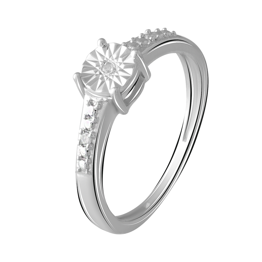 

Срібна каблучка 925 проби 2,05 г з ангольським діамантом класу S1 4/6А 0,03 карат BoutiqueTV розмір 16.0