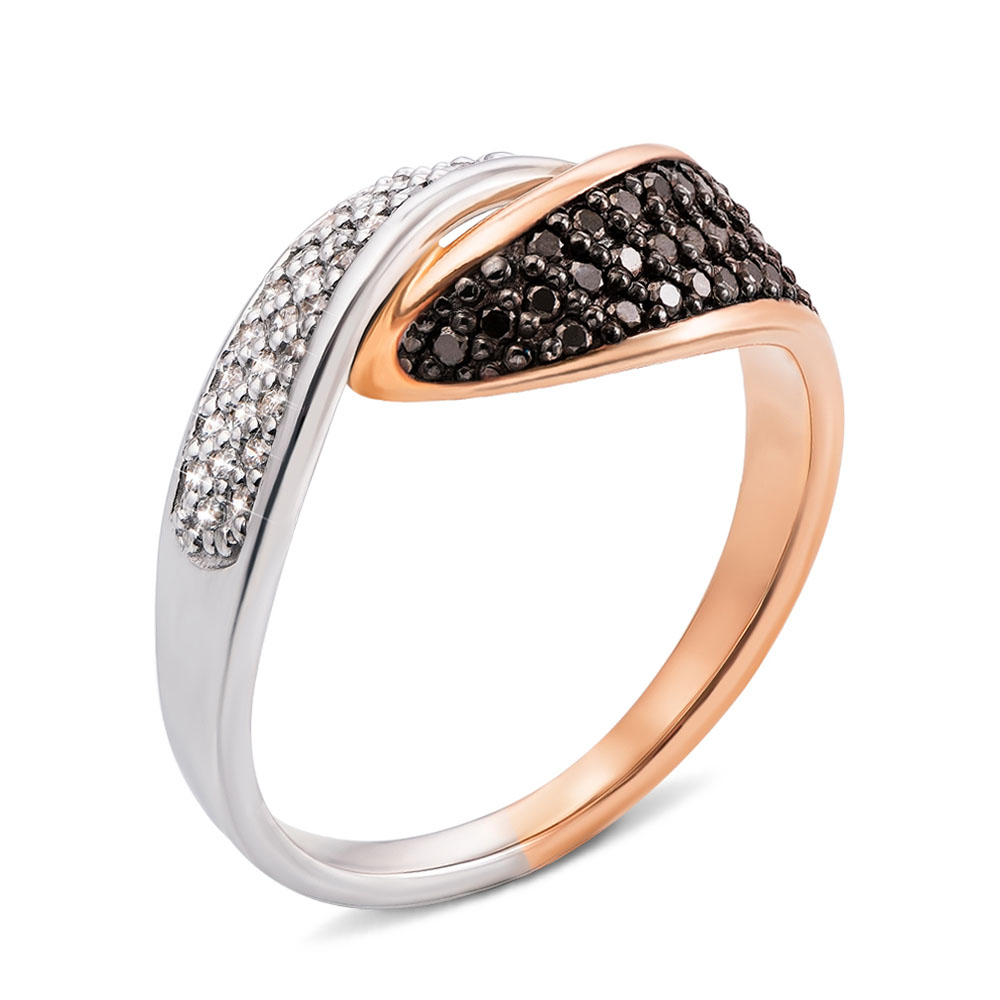 

Кольцо в комбинированном цвете золота с черными и белыми бриллиантами 000124836 16.5 размера