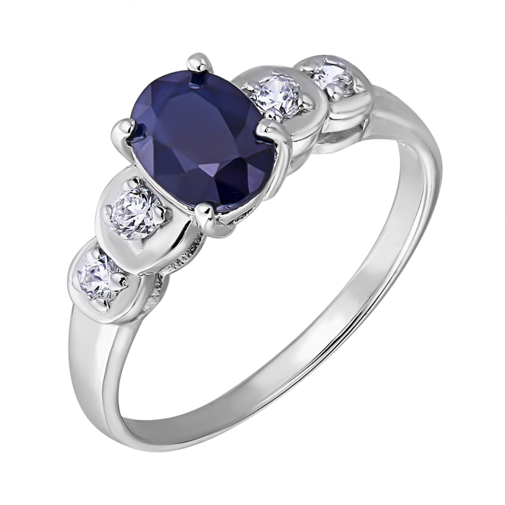 

Серебряное кольцо с сапфиром и цирконием 000125038 16 размера