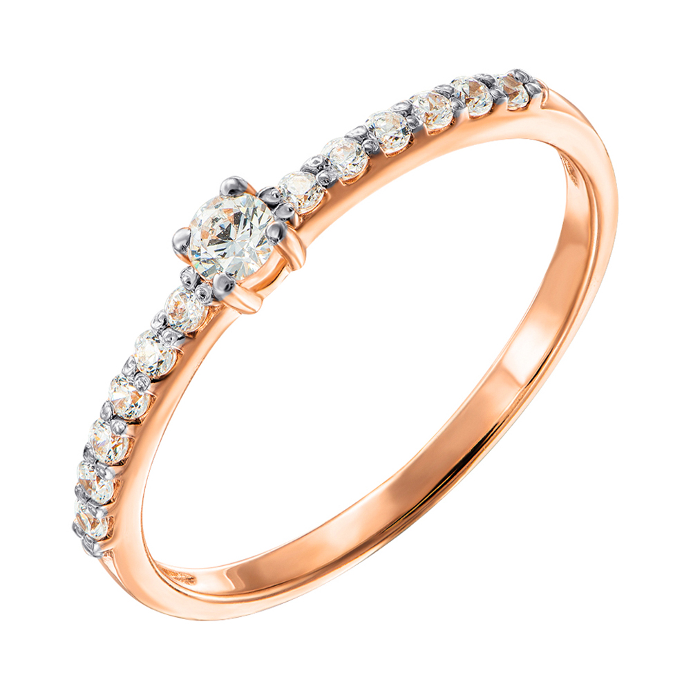 

Кольцо из красного золота с кристаллами Swarovski и родированием 000135654 17 размера
