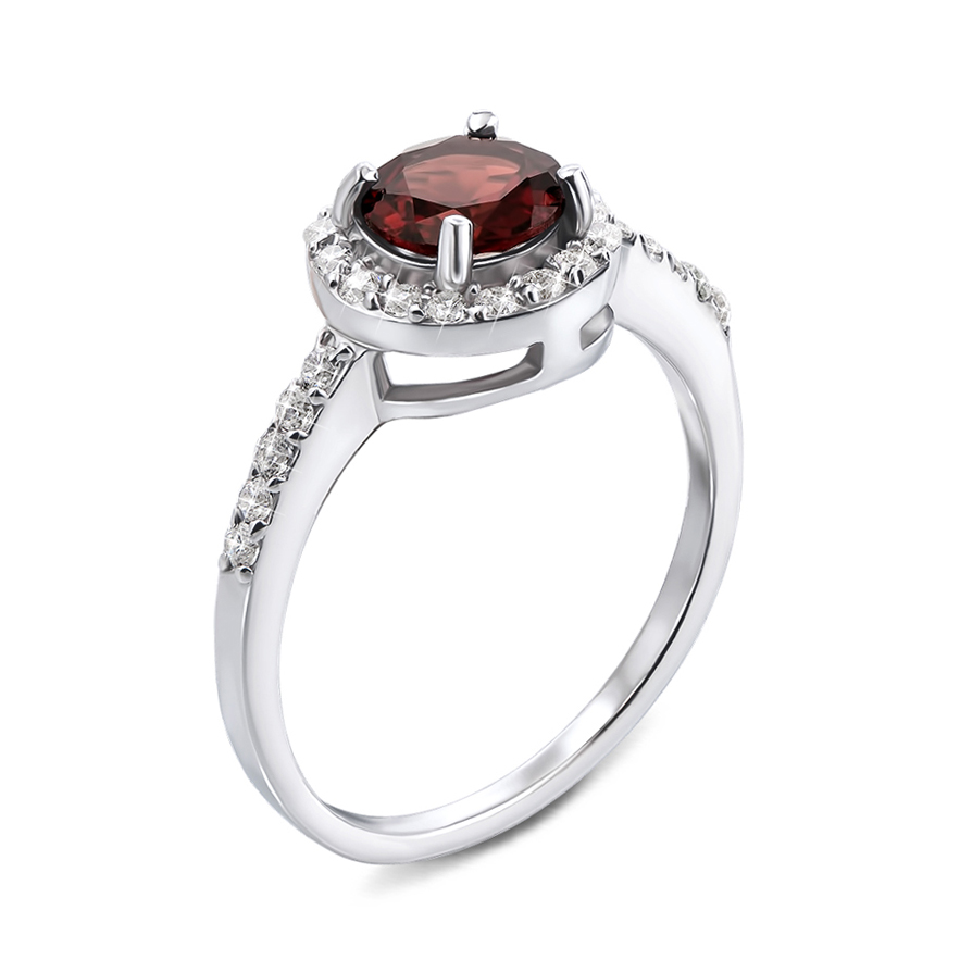 

Серебряное кольцо с гранатом и фианитами 000136467 17.5 размера