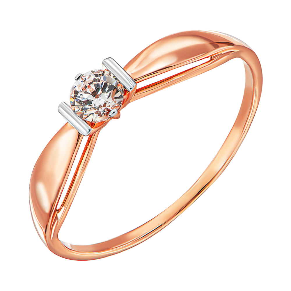 

Кольцо из красного золота с кристаллом Swarovski и родированием 000138368 16 размера