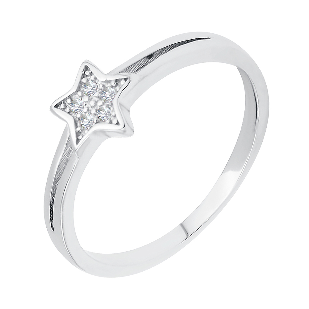 

Серебряное кольцо со звездой и фианитами 000116485 17 размера