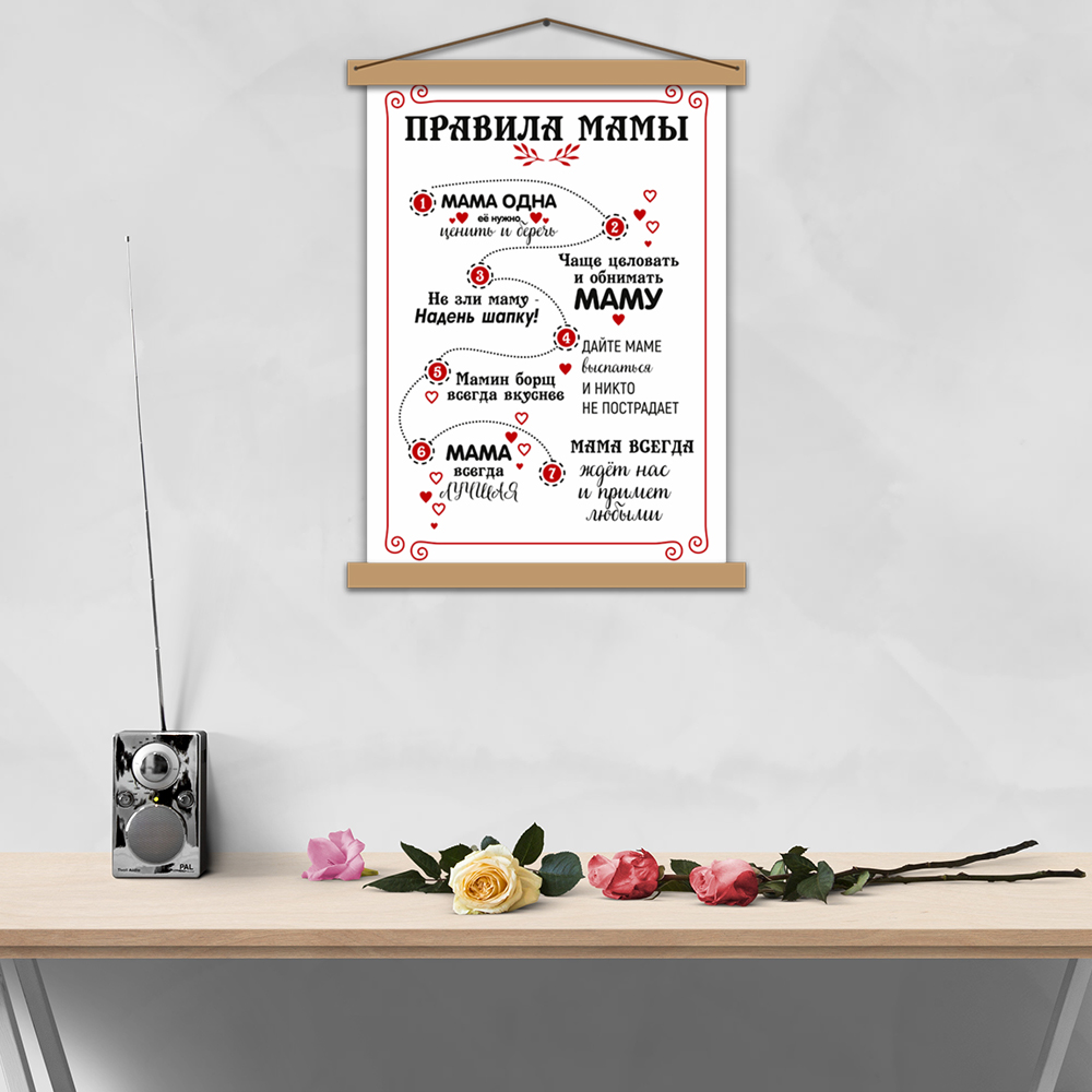 

Постер с рамкой "Правила мамы" (А2, на русском языке)