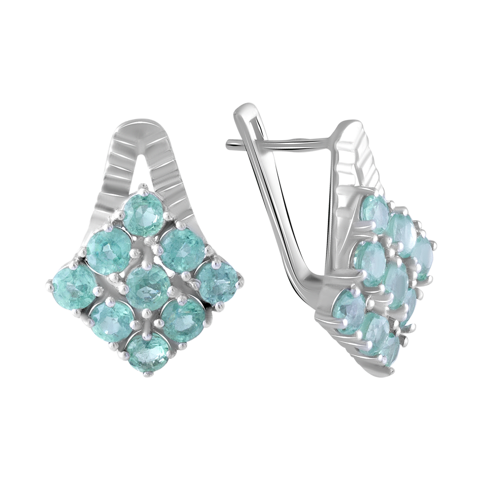 

Срібні сережки 925 проби 7,67 гр. з м'ятними кіанітами з Непалу 6,25 карат Valentine