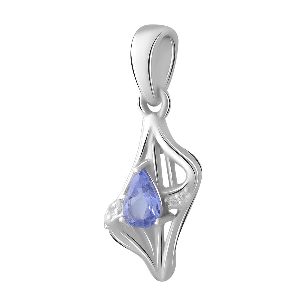 

Срібна підвіска 925 проби 1,54 г з танзанітом класу AAA та білими топазами 0,4 карат Valentine