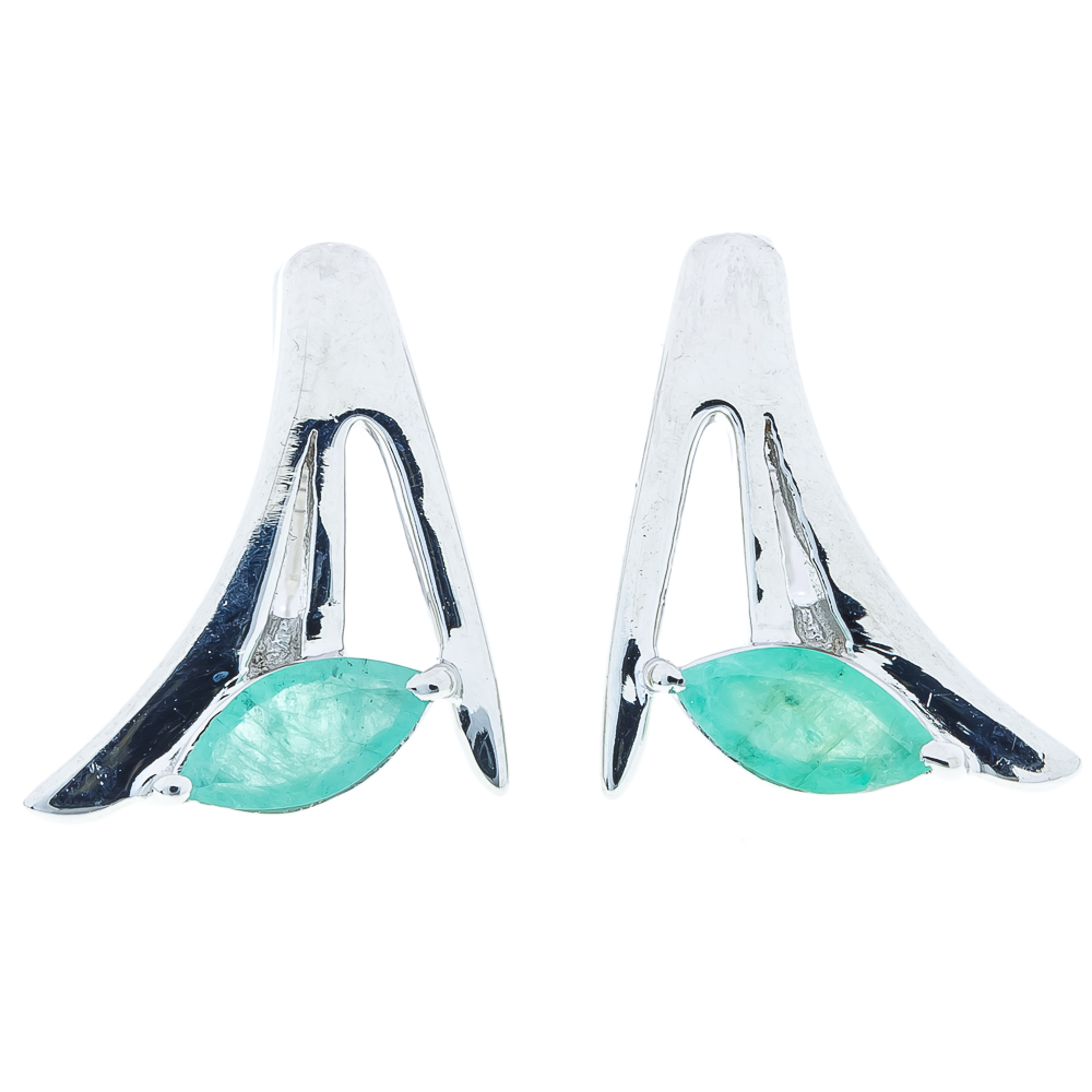 

Срібні сережки 925 проби 4,47 гр з колумбійськими смарагдами класу AAAА 0,85 карат Valentine