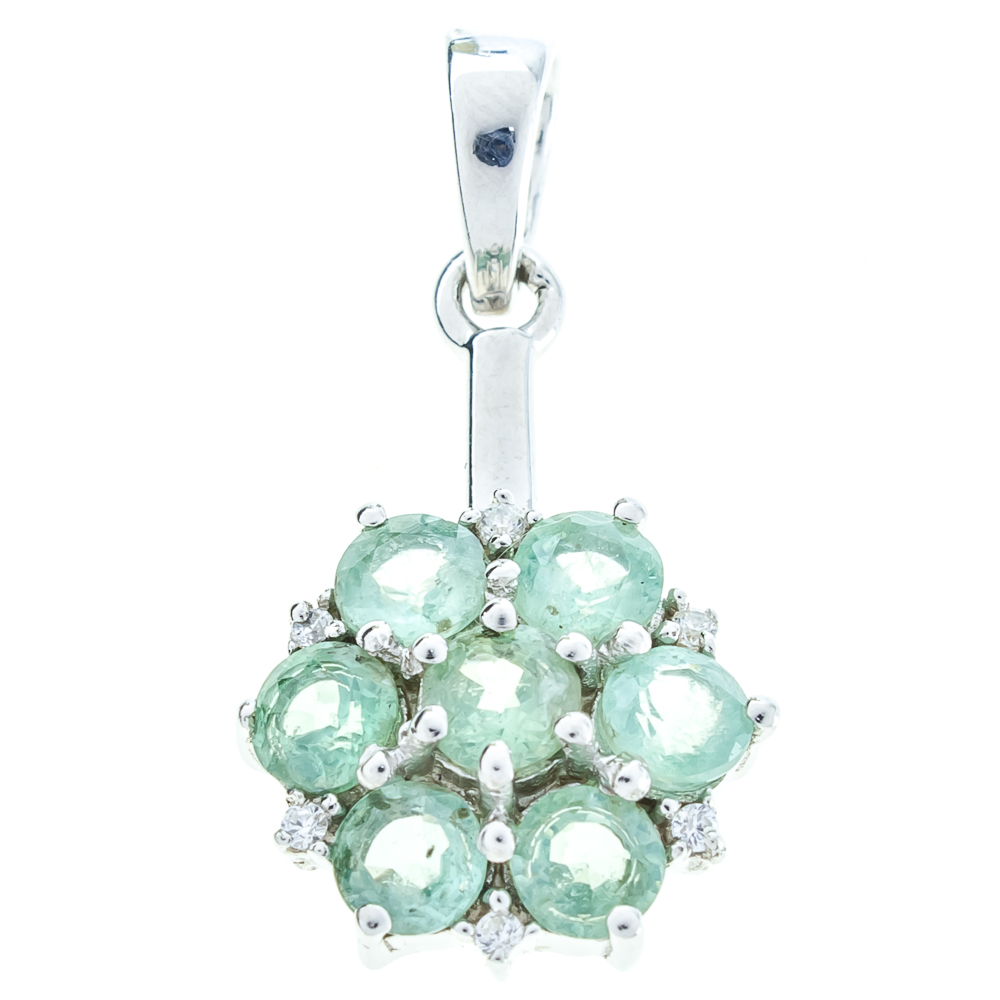 

Срібна підвіска 925 проби 2,27 гр. з м'ятними кіанітами із Непалу та білими топазами 2,54 карат Valentine