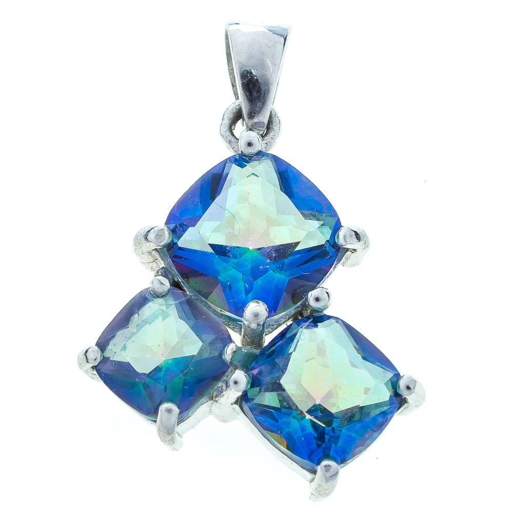 

Срібна підвіска 925 проби 2,23 гр. з Містик блакитнимі топазами з США 3,62 карат Valentine