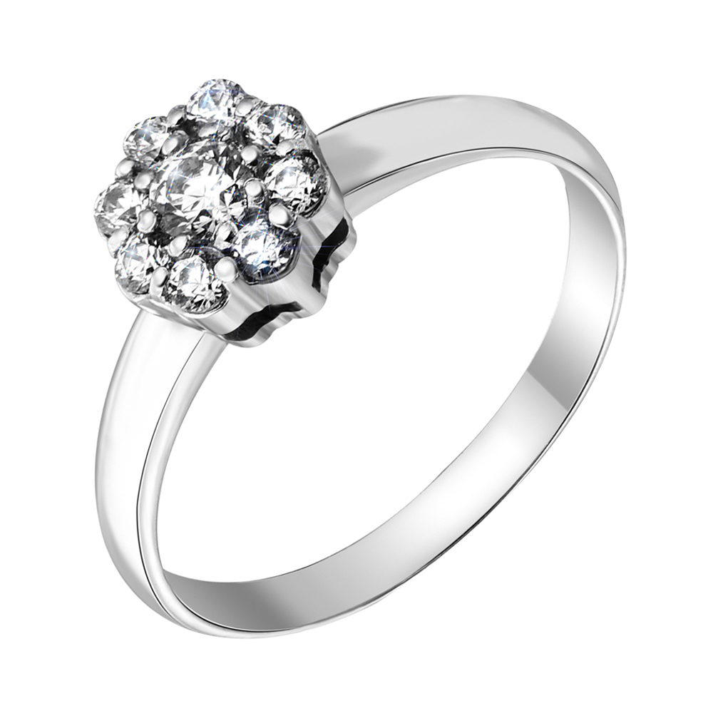 

Золотое кольцо в белом цвете с фианитом S Zirconia 000095168 18 размера