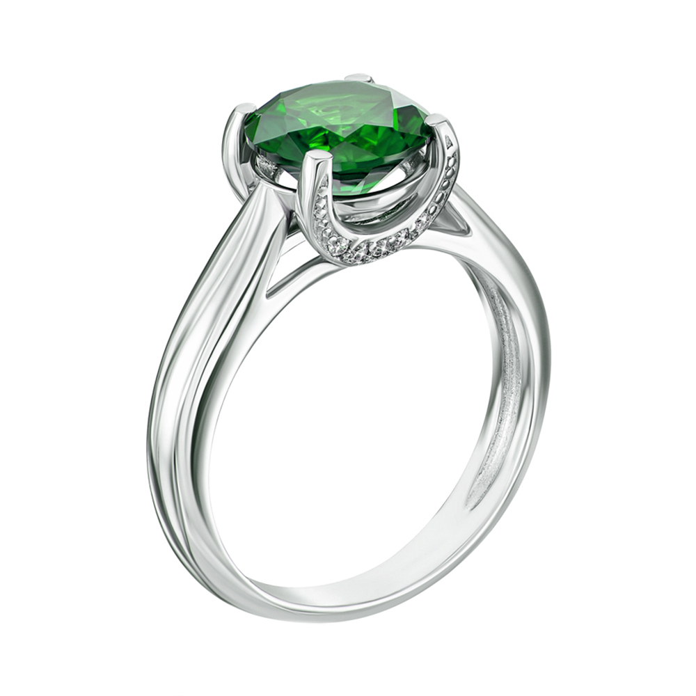 

Серебряное кольцо с зеленым кварцем 000064392 17.5 размера