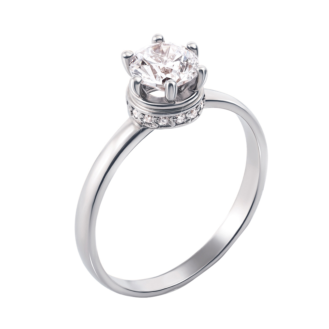 

Помолвочное кольцо из белого золота с цирконием Swarovski 000126405 18 размера