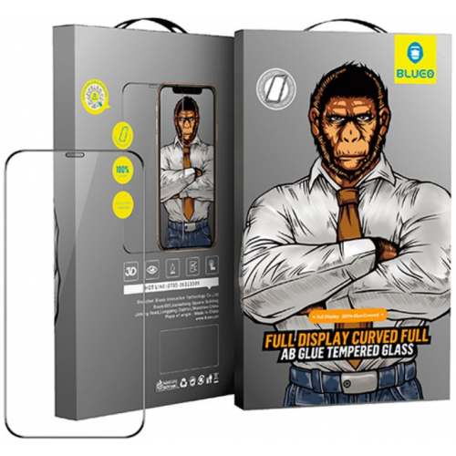 

Защитное стекло Blueo 2.5D USA Corning Gorilla Full Glue glass 0.33 mm для iPhone 12 Pro Max с черной рамкой
