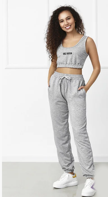 

Женский спортивный костюм с топом GF07370 р42/ серый, Женский спортивный костюм с топом GF07370 р42/44 серый