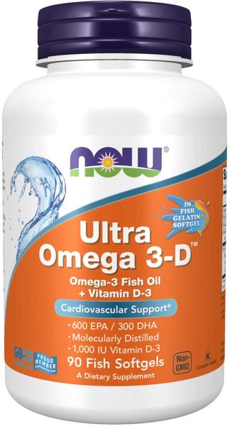 

Рыбий жир Омега 3 и витамин D Ultra Omega 3-D Now Foods 90 капсул (NF532)