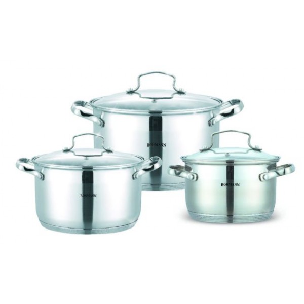 

Набор кастрюль (3шт) BOHMANN 2.1 х 2.9 х 3.9 л (ВН-71903)