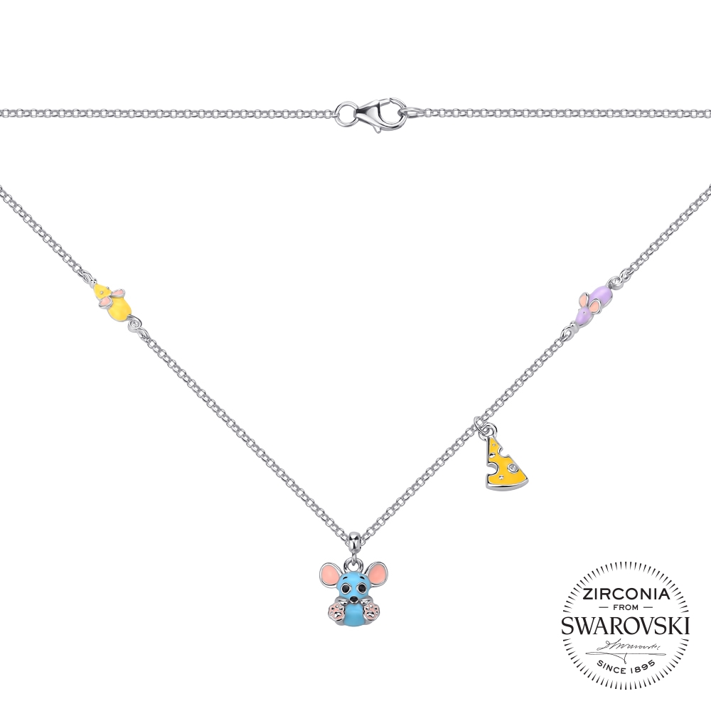 

Колье из серебра с фианитом Swarovski и эмалью 000145092 42 размера