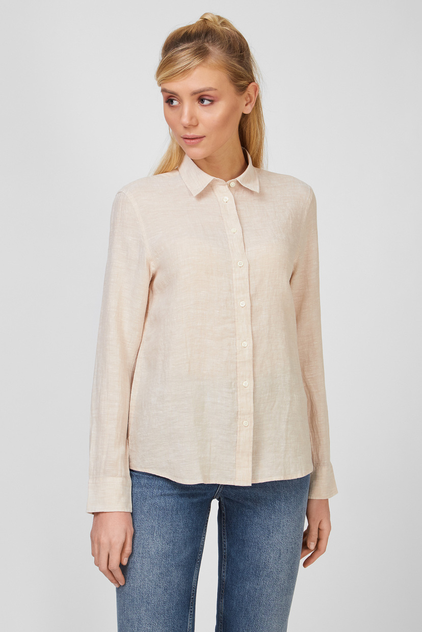 

Женская бежевая льняная рубашка THE LINEN CHAMBRAY Gant  4321000, Женская бежевая льняная рубашка THE LINEN CHAMBRAY Gant 40 4321000