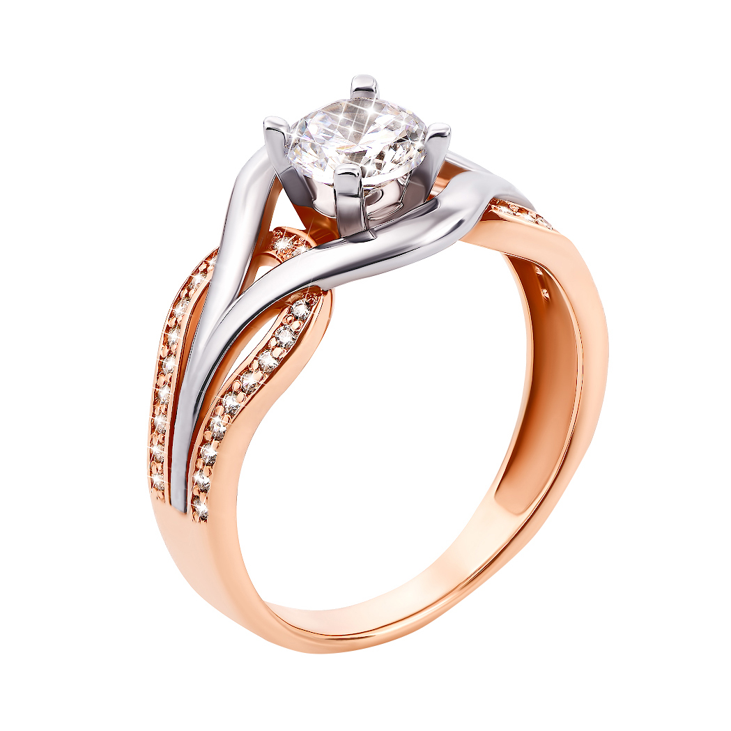 

Золотое кольцо Летисия в комбинированном цвете с фианитами 000128056 17.5 размера