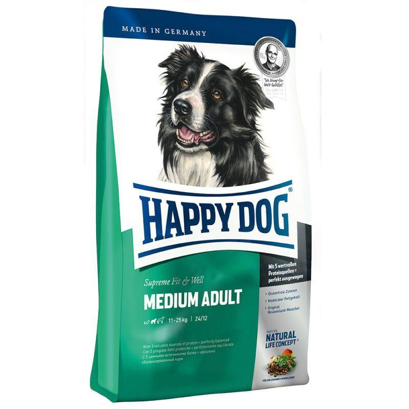 

Сухой корм для взрослых собак средних пород весом от 11 до 25 кг Happy Dog Fit Well Medium Adult Хэппи Дог 12,5 кг