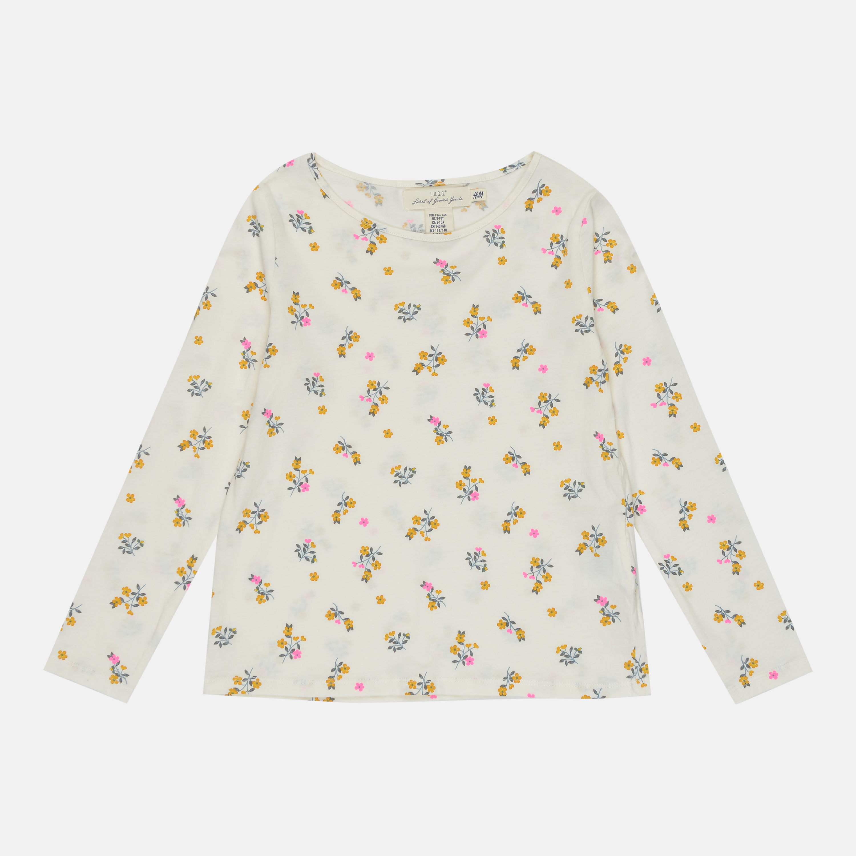 

Футболка с длинными рукавами H&M 203-8052790 134-140 см Кремовый/Цветы