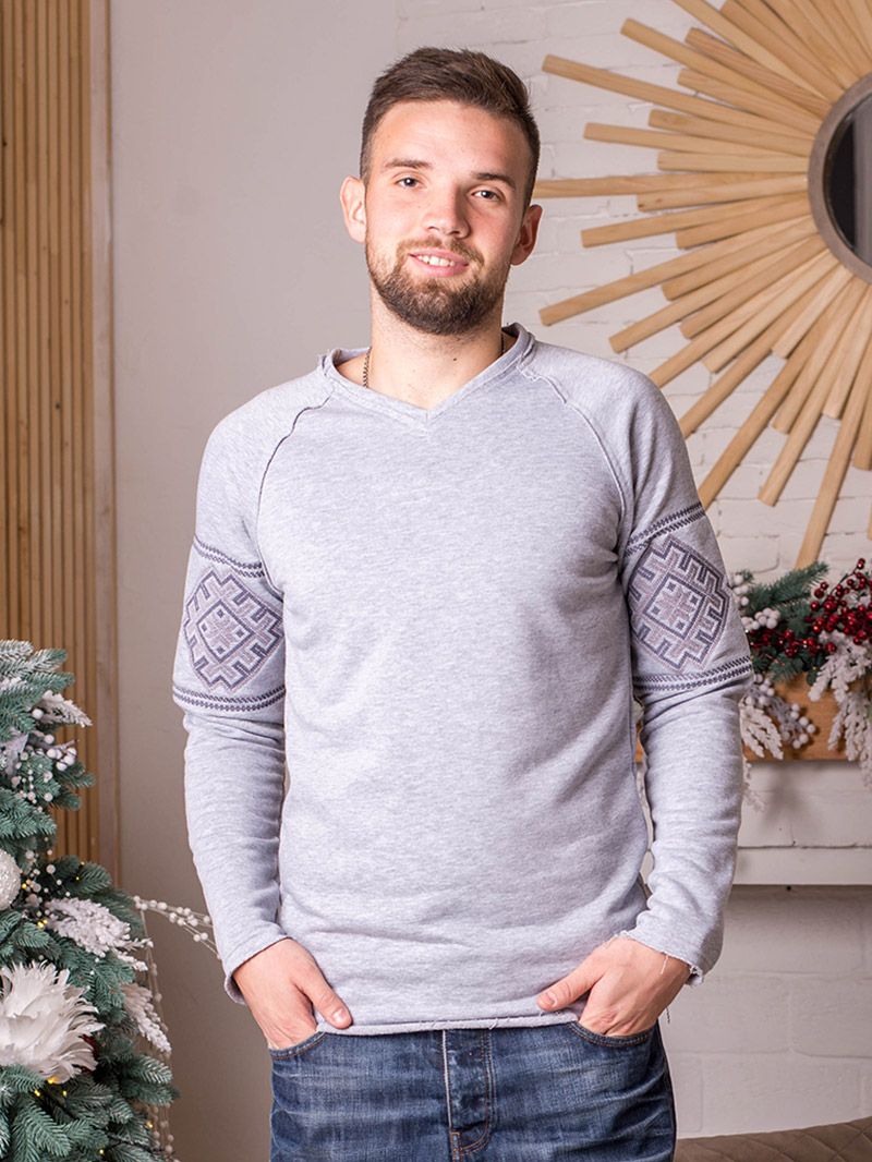 

Світшот з вишивкою Етно-Сіті Зірка L Сірий (3023/L)