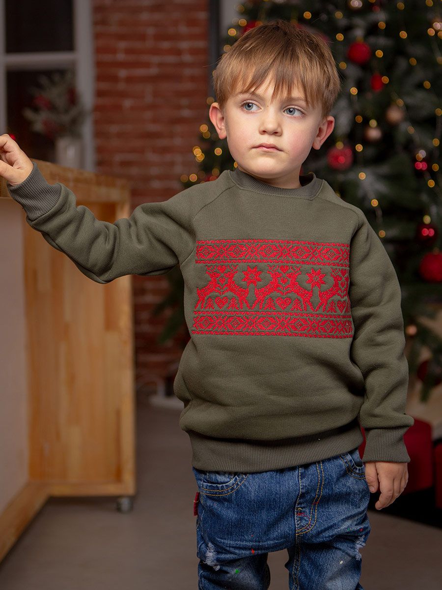 

Світшот з вишивкою Етно-Сіті Оленятко 140 см Хакі (3618/140)