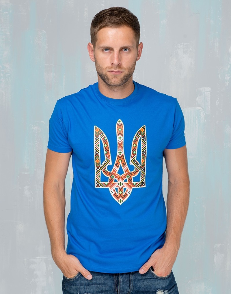 

Футболка Етно-Сіті Тризуб вишиванка XL Синя (924/XL)