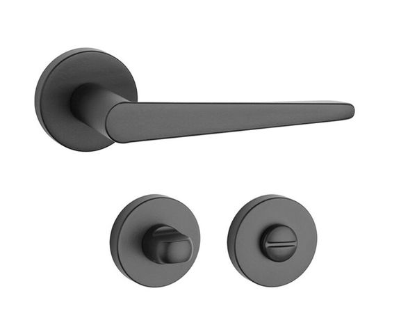 

Дверна ручка + накладки для санвузла APRILE Arnica R N52 чорний матовий