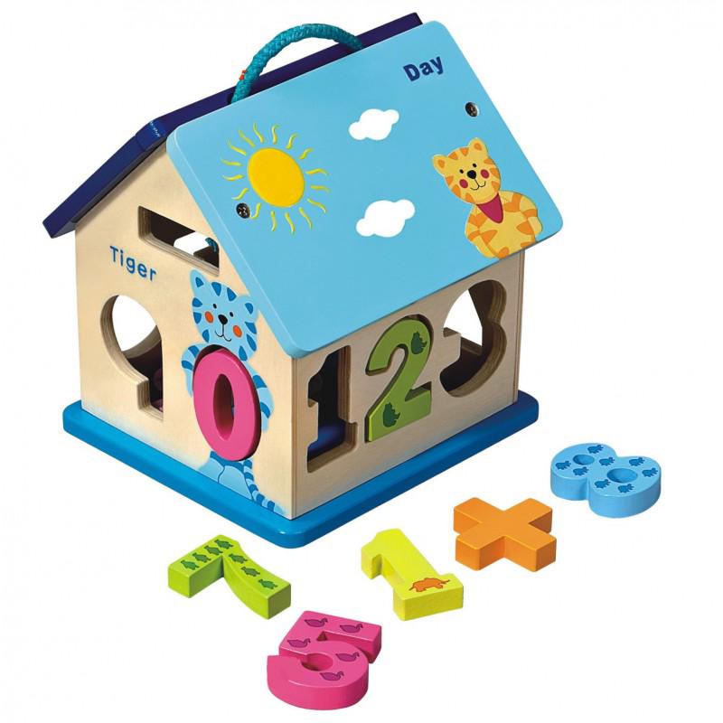 

Детский деревянный сортер-домик Baby Mix HJ-D93754, голубой
