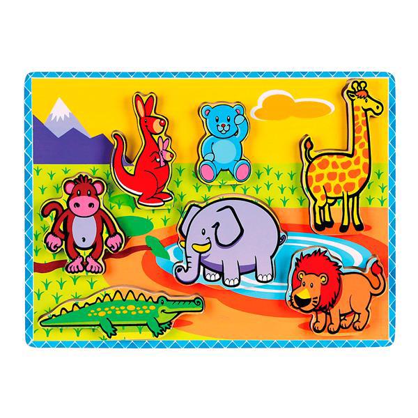 

Детская деревянная игрушка Viga Toys "Рамка-вкладыш: Животные", разноцветный