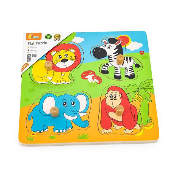 

Пазл деревянный детский развивающий Дикие животные Viga Toys, 4 элемента