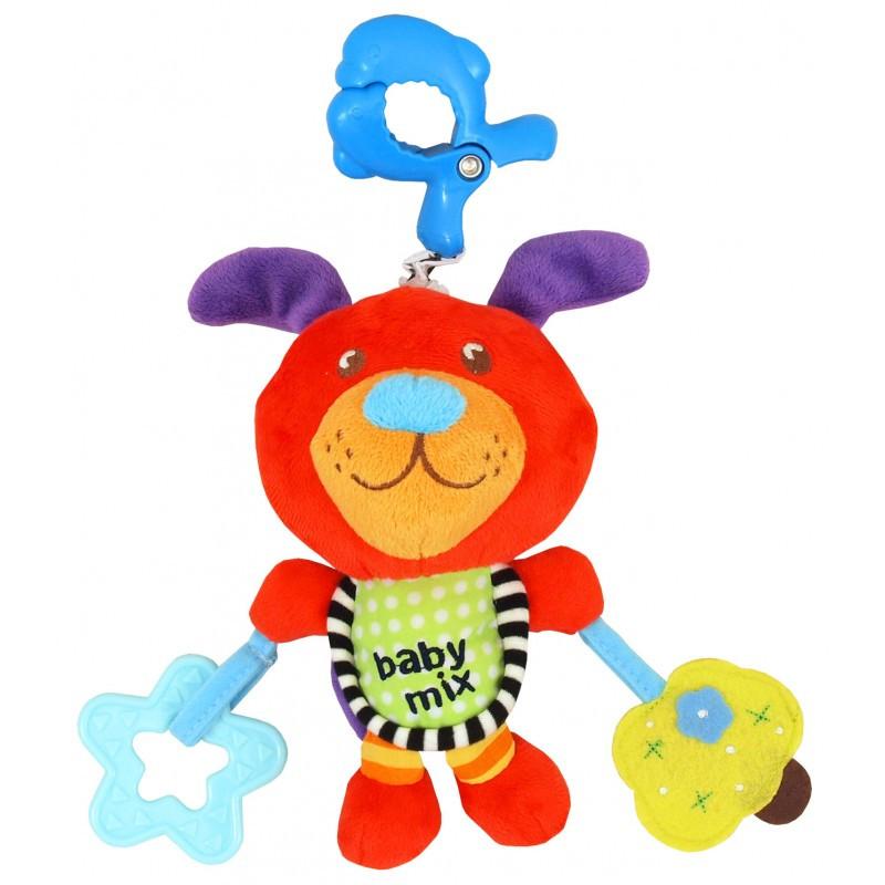 

Плюшевая детская игрушка для коляски, автокресла Baby Mix P/1122-EU00 Собачка с клипсой (7314)