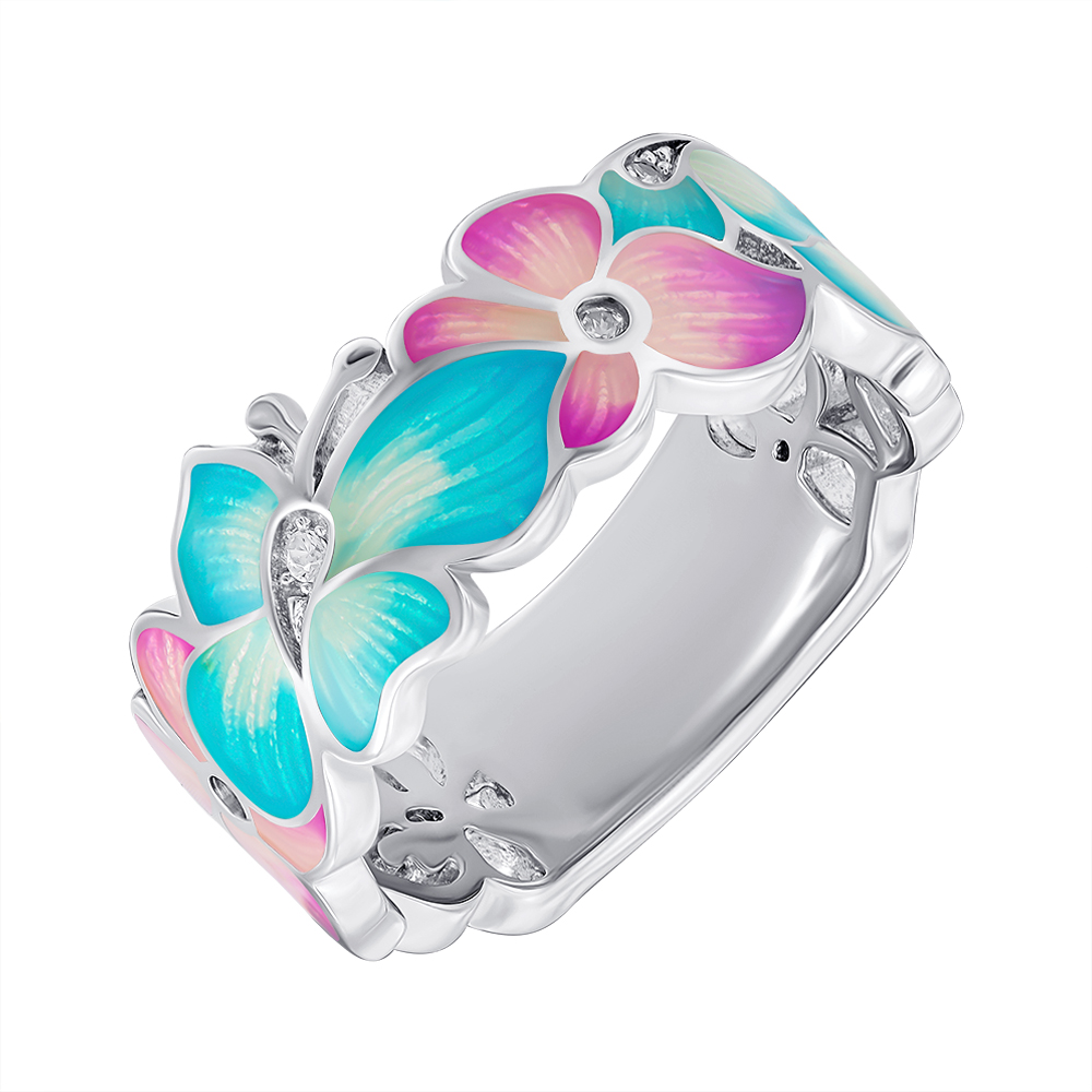 

Серебряное кольцо с эмалью и фианитами 000148057 19 размера