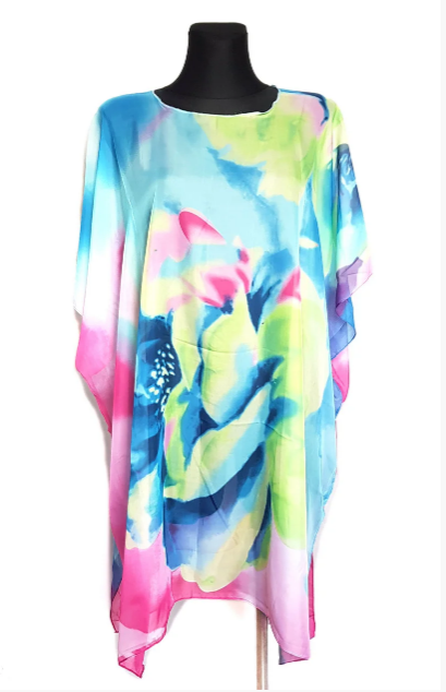 

Пляжная шифоновая туника Fashion Альмерия One Size 90*83 см голубой
