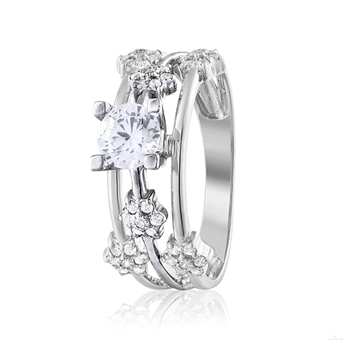 

Золотое кольцо Метеор в белом цвете с кристаллами Swarovski 000053312 18 размера