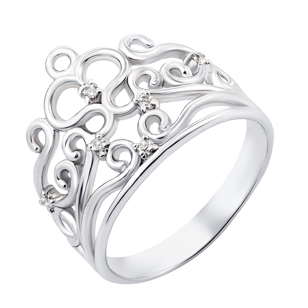 

Серебряное кольцо-корона с фианитами 000119290 19 размера